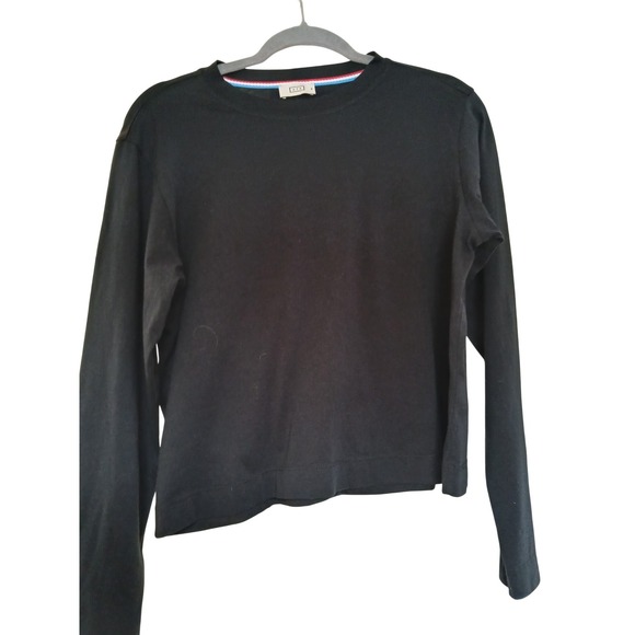 AYR Tops - AYR Black Long Sleeve Pima Cotton Crew Neck crop Shirt Top Womens Size M